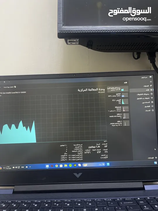 لابتوب العاب مستعمل 9شهور بالضبط موصفات كرت الشاشه1650 المعالج i5جيل 12