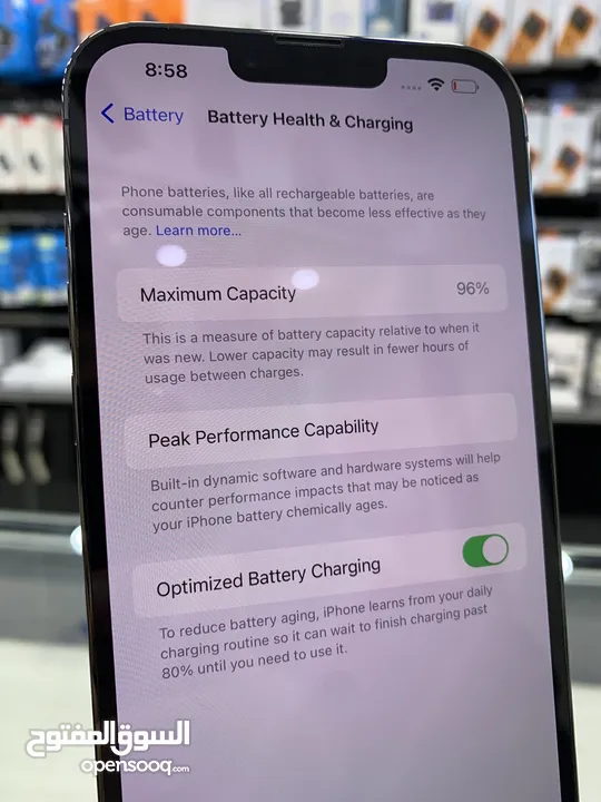 iPhone 13 Pro Max (128 GB) ايفون 13 برو ماكس مستعمل بحالة ممتازة لون زيتي مميز بطارية اصلي 91٪؜