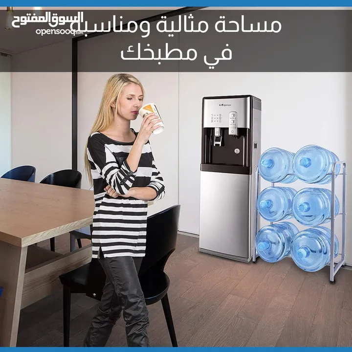 ستاند قوارير المياه السداسي المصنوع من الفولاذ و الموفر المساحة يتسع ل 6 قوارير