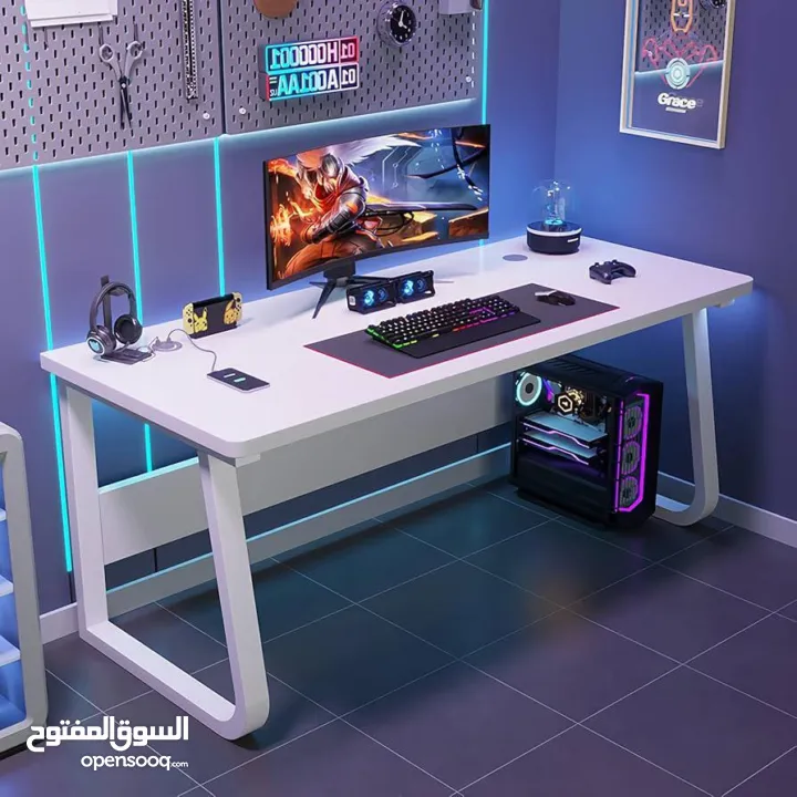 مكتب جيمنج و العاب ودراسة وشغل   لون ابيض