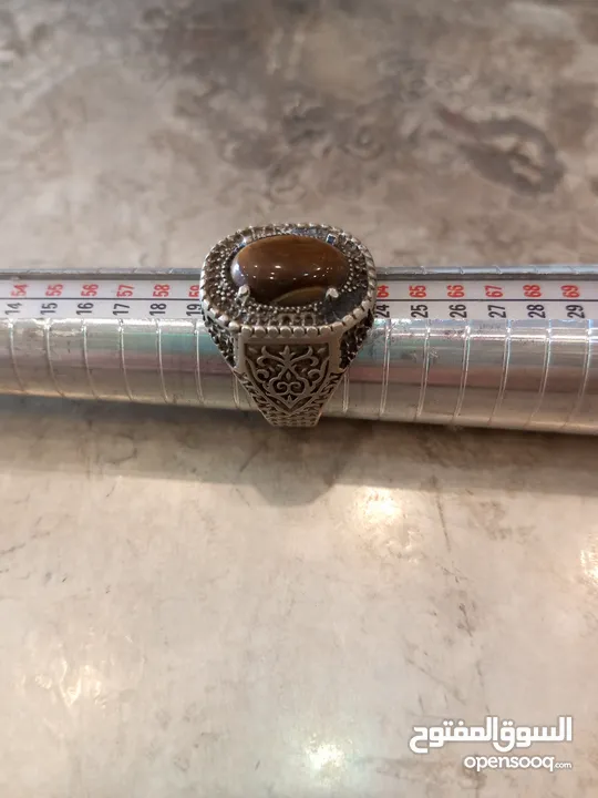خواتم فضه شغل جميل جدا مطعم  بأحجار كريمة عقيق عظم لازوردي