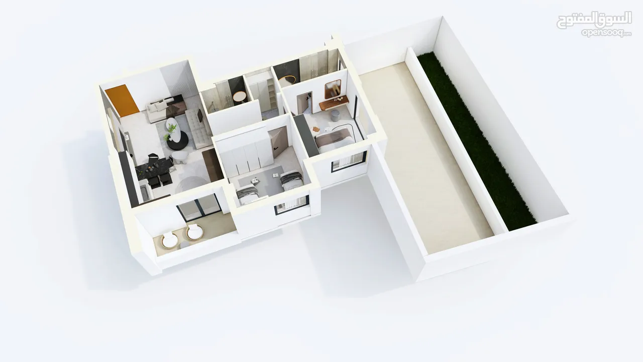 شقة 102 متر مع حديقة 72 متر للبيع في الشرفة بالقرب من شارع القدس و المدرسة الانجليزية و حلويات ايفيل