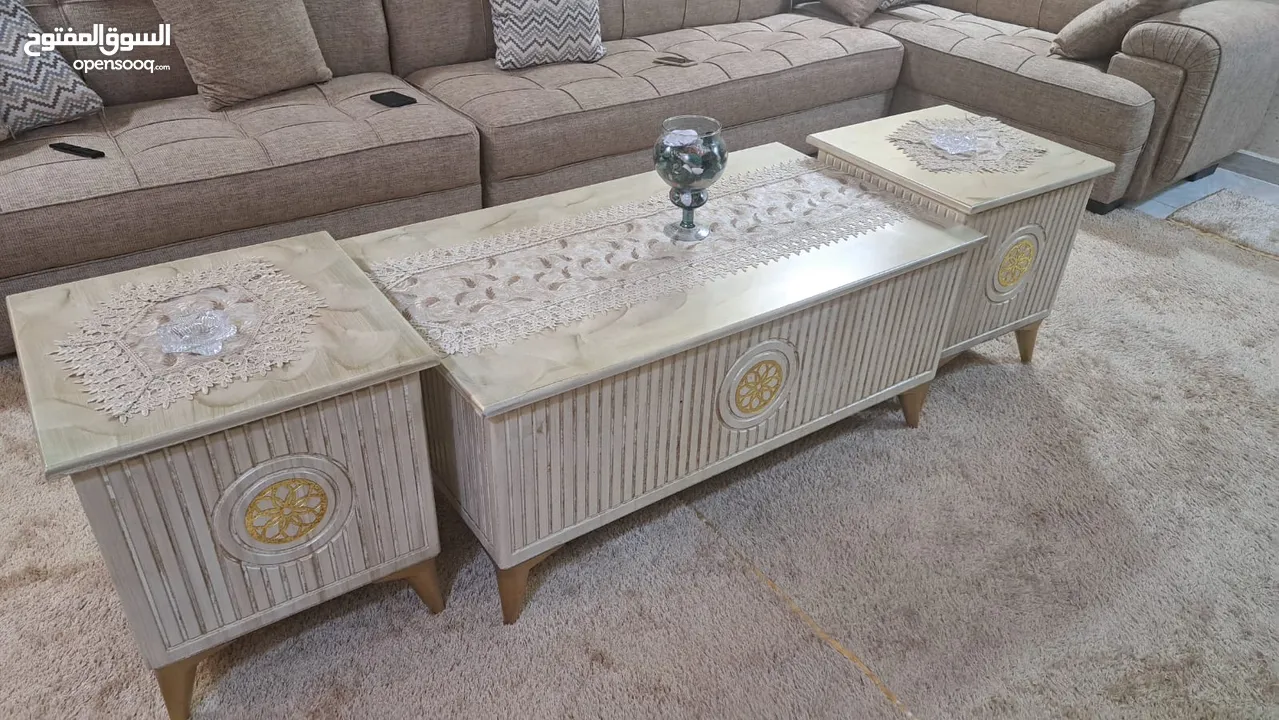 طقم طرابيزات خشب زان  استعمال بسيط جدا