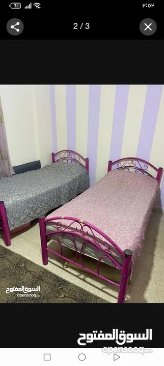 تختين حديد + تخت خشب زان  للبيع