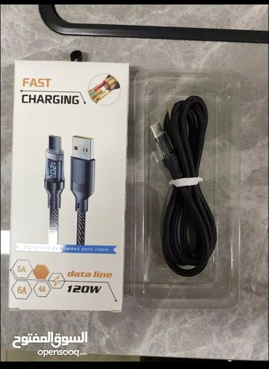 وصلة تدعم الشحن السريع مع شاشه عرض سرعه الشحن خامة عالية الجوده usb to type c cable with screen