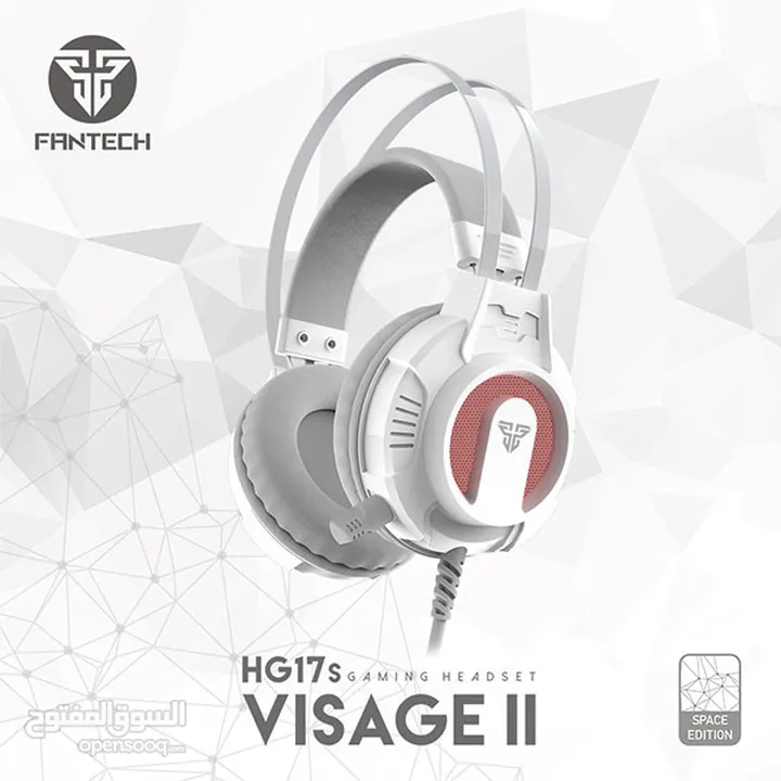 سماعات رأس هيدسيت جيمنج سلكي للكومبيوتر و البلي ستيشن FANTECH HG17S VISAGE II WHITE GAMING HEADSET