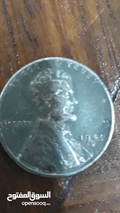 عملة معدنية واحد سنت امريكي نادر من عام 1943