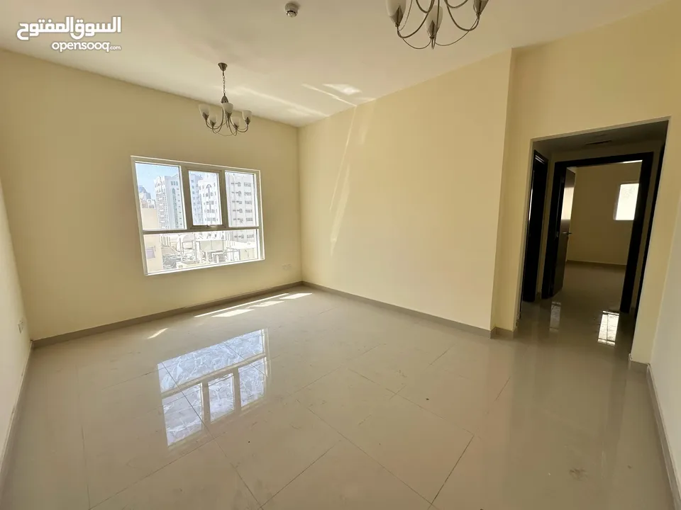 (ضياء) ارقى غرفتين وصالة في الشارقة ابو شغارة  اول ساكن بمساحات واسعه تشطيب ممتاز سهل المخرج ل دبي