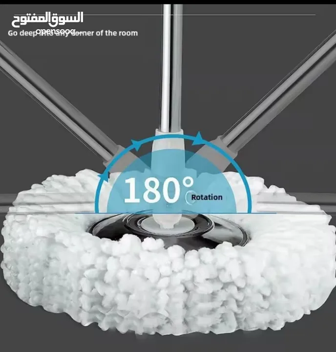 خلي تنظيف بيتك أسهل وأسرع مع الممسحة الدوّارة الذكية!رأس ألياف فيها 300,000 شعيرة دقيقة بتمتص