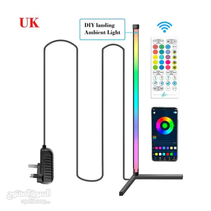 اضاءة حائط للغرف شكل زاوية RGB مع تحكم على التطبيق كامل Modern LED Floor Lamp RGB Corner Decoration