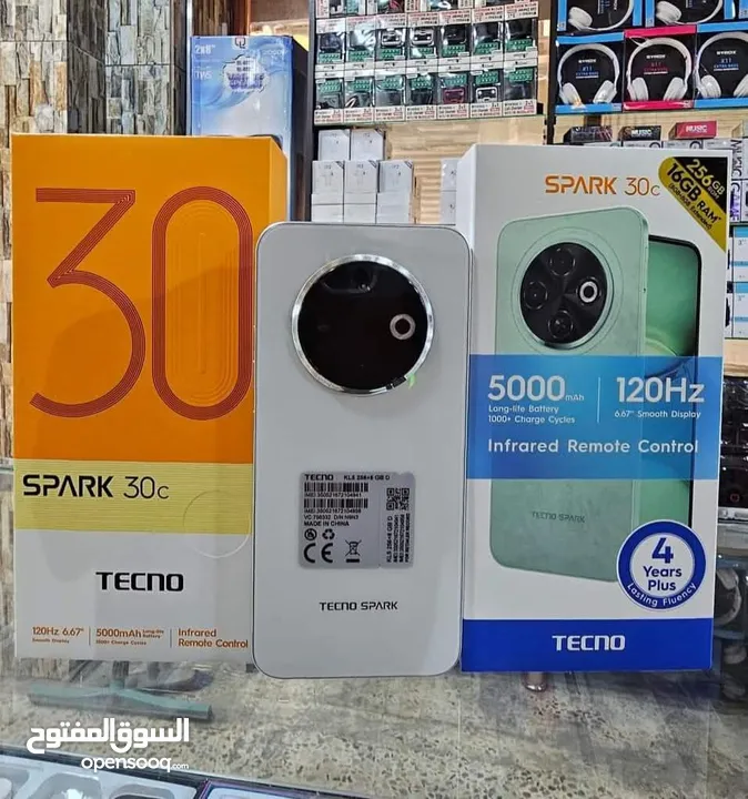 جهاز جديد بالكرتونة سبارك 30c رام 8 و 12 و 16 جيجا 128 و 256 مكفول سنة متوفر توصيل