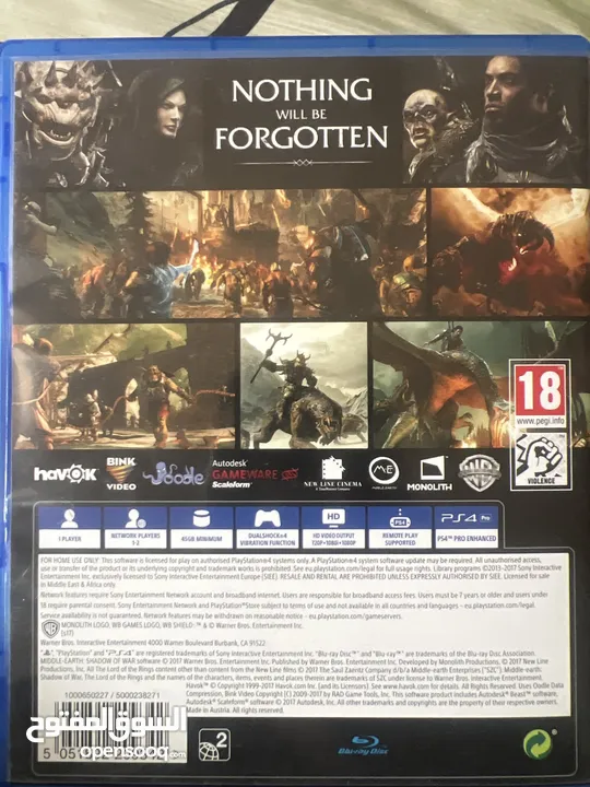 Middle earth Shadow of war - PS4 game for sale