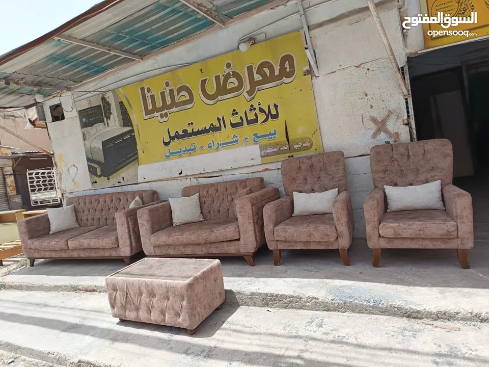 كنب تفصيل 7 مقاعد مع طاولته خشب سويد والأرجل  زان