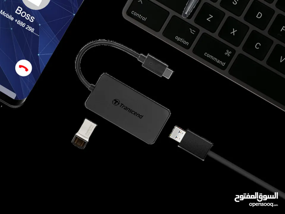 موزع  USB HUB عالي السرعة 3.1 و 4 مداخل Transcend HUB2C Type-C 4 Port USB HUB SuperSpeed 3.0
