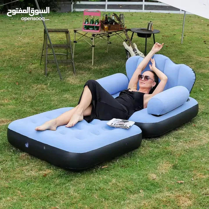 الأريكة القابلة للنفخ 2 في 1 – راحة فخمة وتصميم ذكي بقطعة واحدة! تتحول من أريكة مريحة لسرير .
