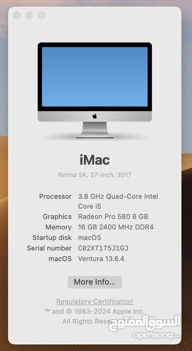 iMac 27" 5K, Quad-Core Intel Core i5 3.8GHz, 16GB RAM, 8GB GPU, 1TB HDD, macOS + Windows 10 Pro