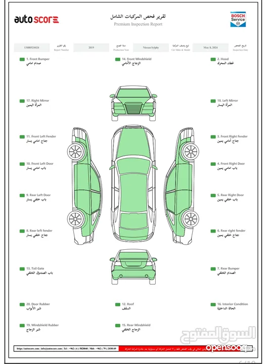 نيسان سيلفي - Nissan Sylphy 2019 - فحص كامل اتوسكور والمعيني - ممشى 29 مكفول - انظف سيلفي بالمملكة