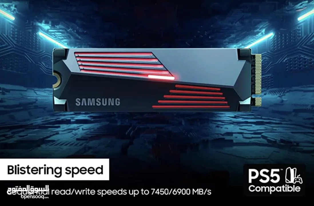 هارد تيرابايت متوافق ايضا مع بلي ستيشن SAMSUNG 990 PRO SSD with Heatsink 1 TB