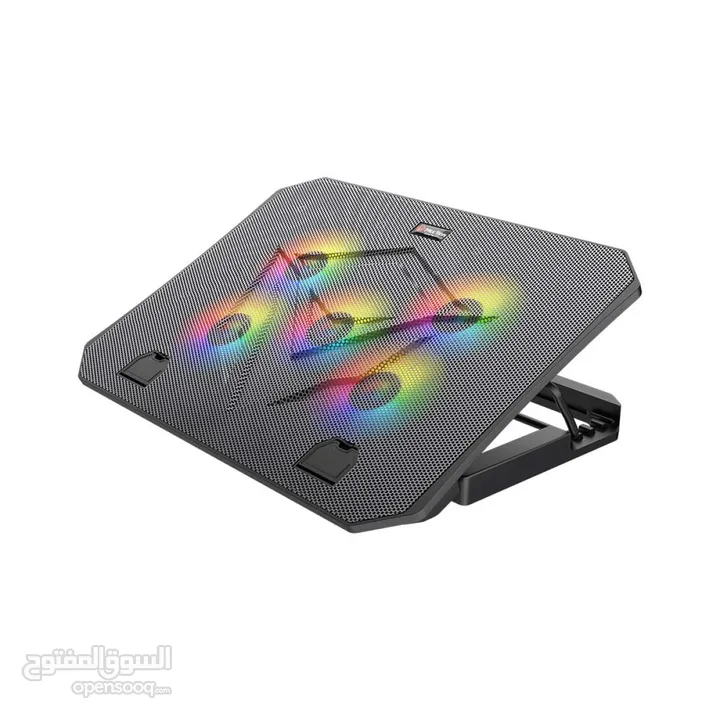 Meetion CP3030 5 Fans RGB Gaming Cooling Pad قاعدة تبريد لابتوب مع اضاءة