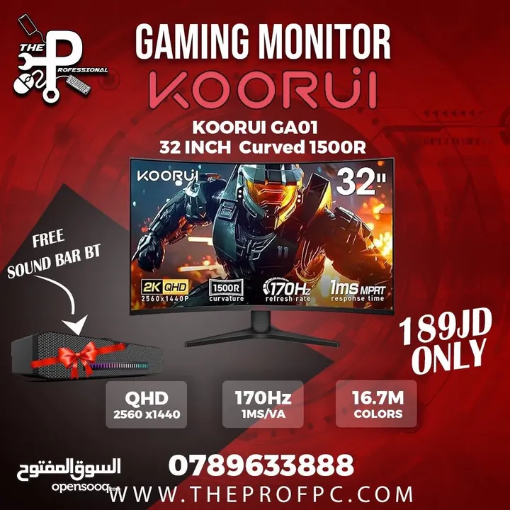 شاشه جيمنج منحنيه koorui ga01 curved 170hz