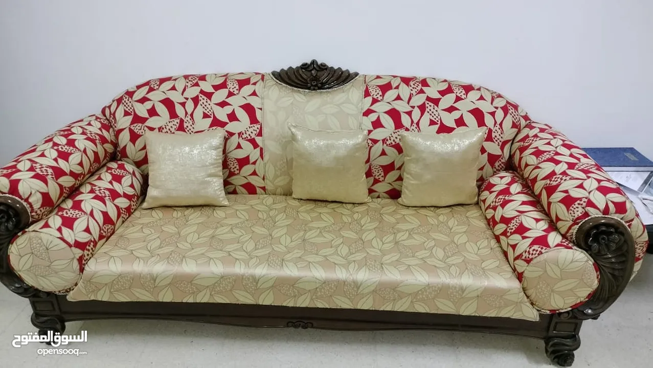 Hard wood sofa set 7 seated with central and side tables