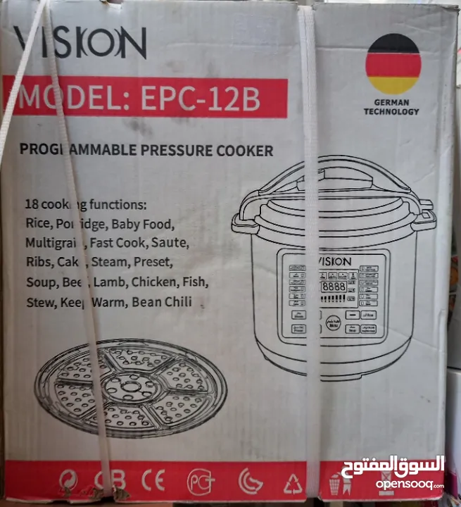 طباخ كهربائي ضغط vision الألماني 12L  18 برنامج ، 1600 واط