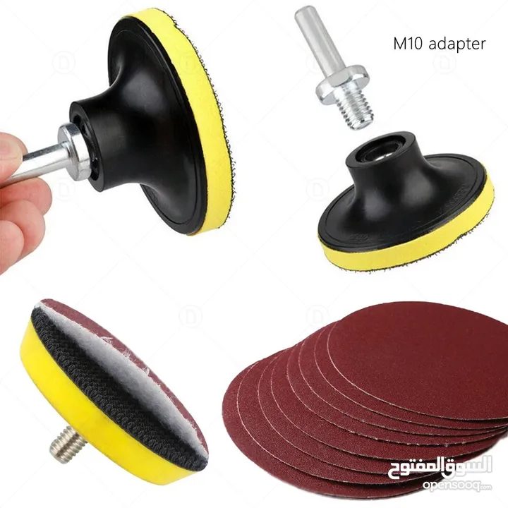 Car body and headlights polishing/waxing drill brush attachment kit (sand paper included)