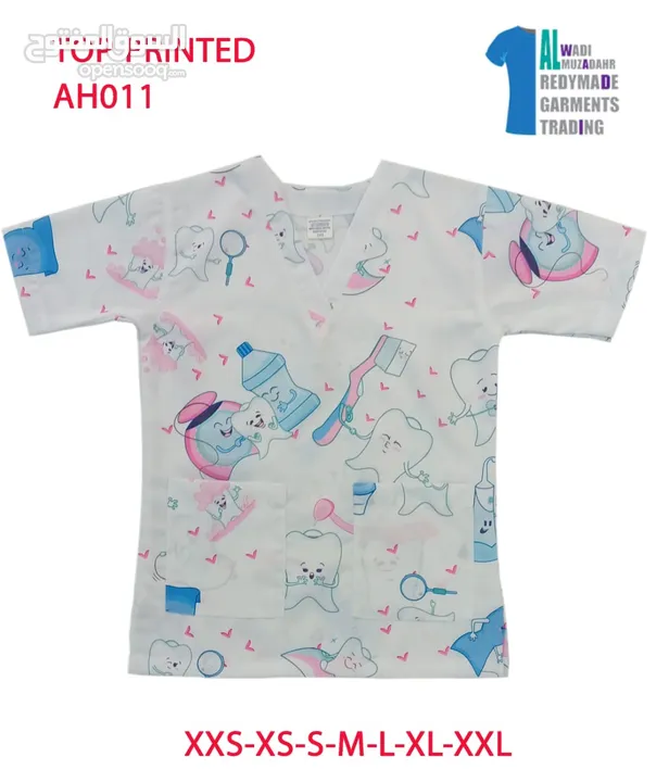 Printed scrub top very good quality garnteed after washing for long time available 24 designs
