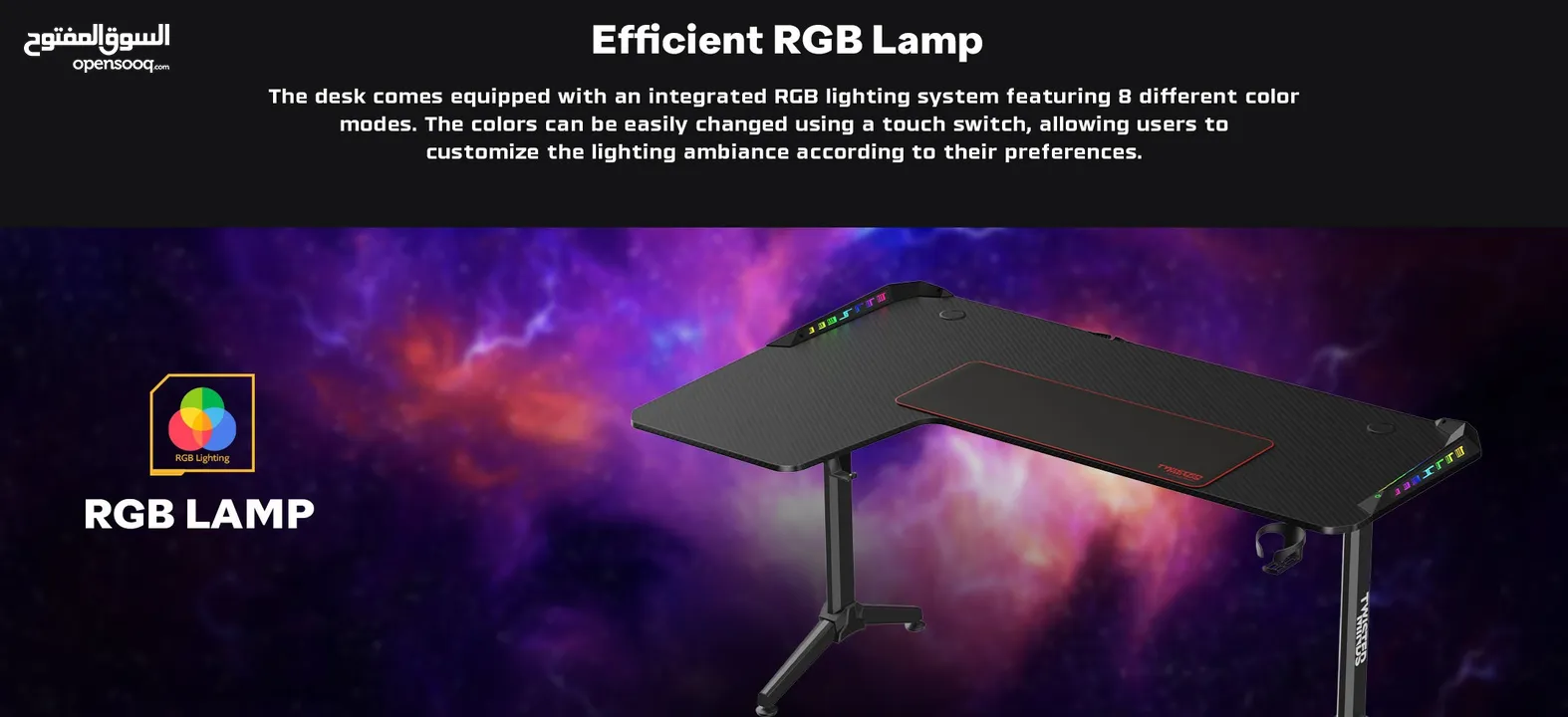 Twisted Minds WARRIOR L-Shaped Gaming Desk RGB Left Black - RGB  طاولة حرف الـ ل ، نظيفه شبه جديده.