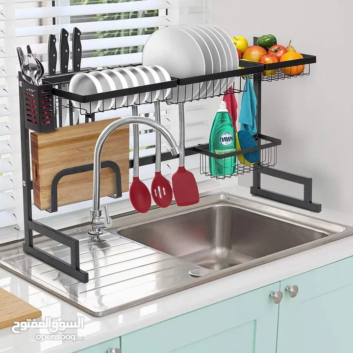 Dish Draying over Sink HabiLife Kitchen Hanging Dish Supplies Storage Shelf Utensils Holder Stainles