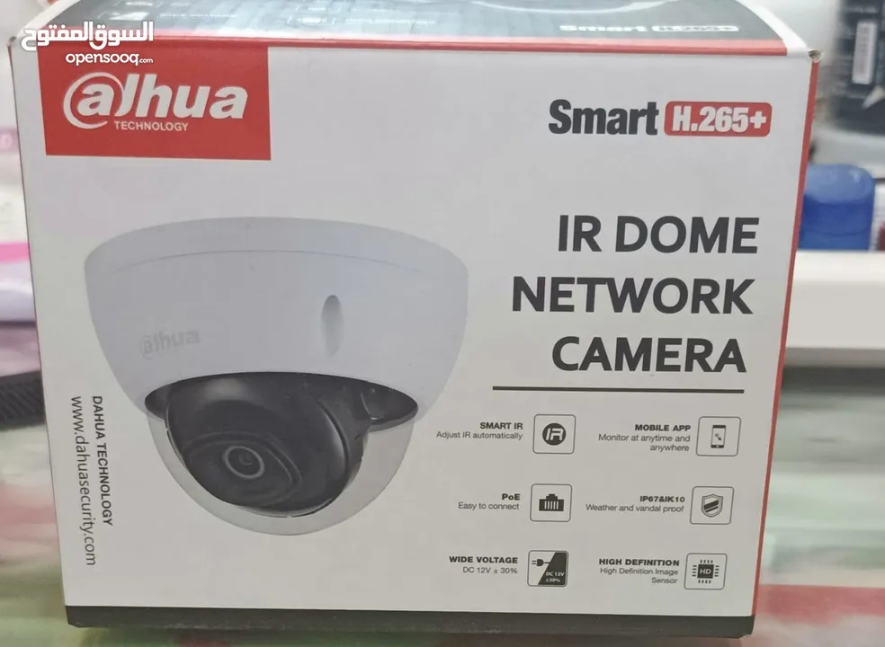 كاميرا مراقبة داهوا smart (جديدة) مواصفات عاليه مع 118 متر رولات كيبل ايثرنت مع رواس سلك