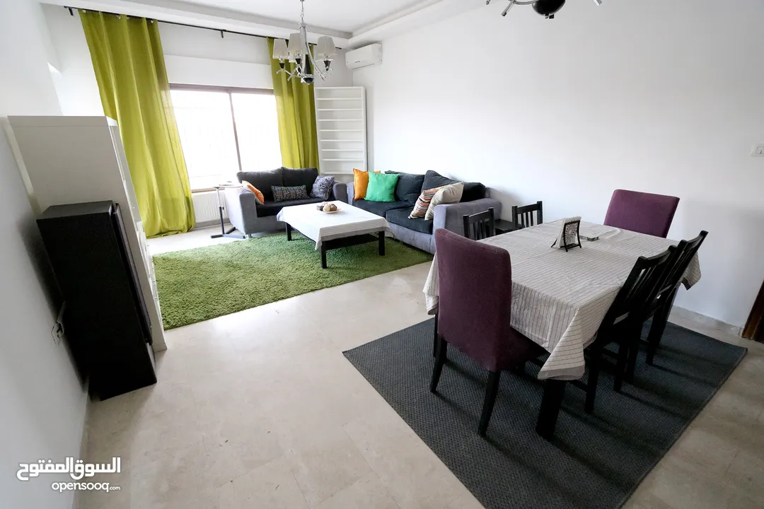 Yearly or monthly. 150m2 Fully furnished 3-bedroom apartment with a spacious living room & balcony