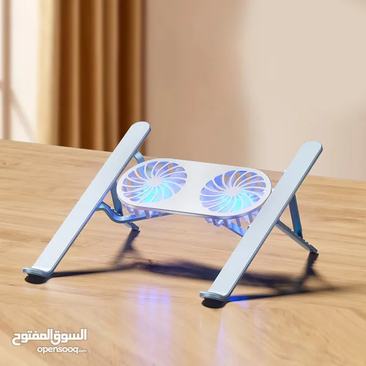 N3 Adjustable Aluminum Laptop Stand with Cooling Fan -Grey قاعدة لابتوب مع مروحة تبريد