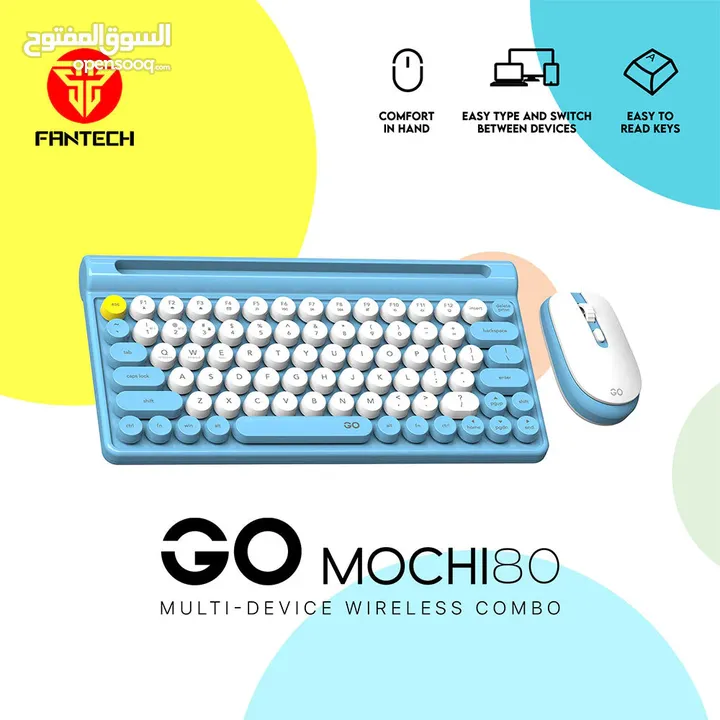 Fantech MOCHI 80Keys WK897 Wireless Keyboard Mouse Combo Set For Windows يعمل على جميع الاجهزة