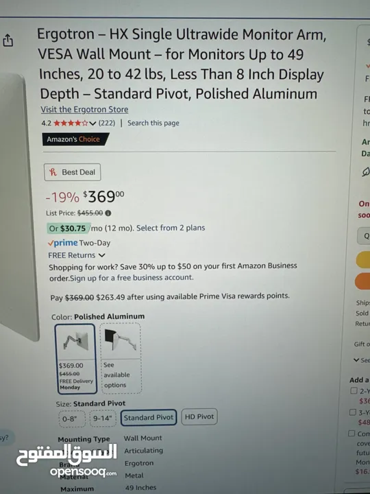 Ergotron - Wall Mount Monitor Arm