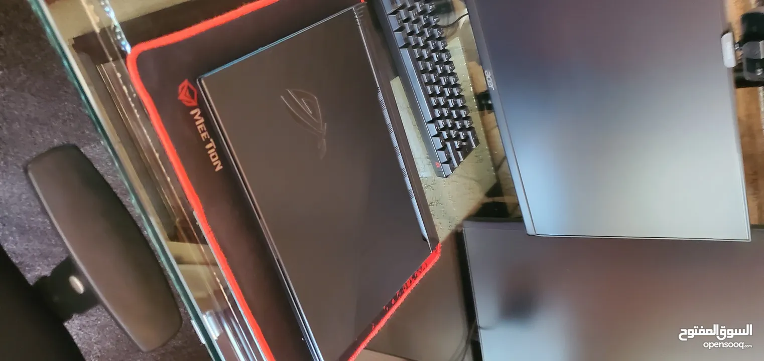 laptop asus rog strix g531gt مع شاشتين اسوس 100 هيرتز وكاميرا فانيتك