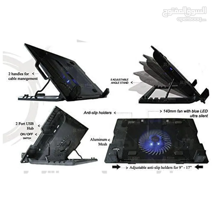 مروحة تبريد مناسبة للهواتف التاب و اللابتوب Cooling Pad 638 B Fits 9 to 17 Inch