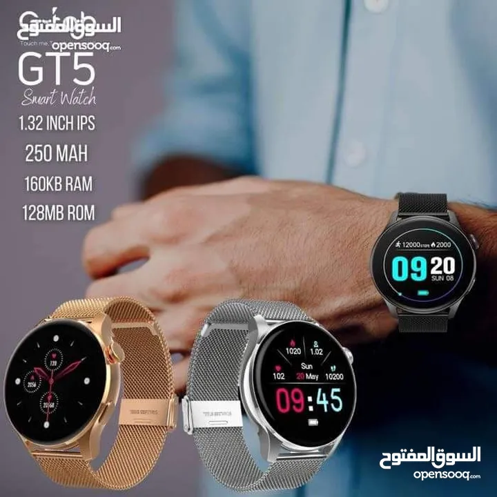 ساعة GT5, ساعة مصممة لتغير المستقبل تصميم جميل ومريح للمعصم.- تدعم نظام Android و IOS- خاصية الإتصال