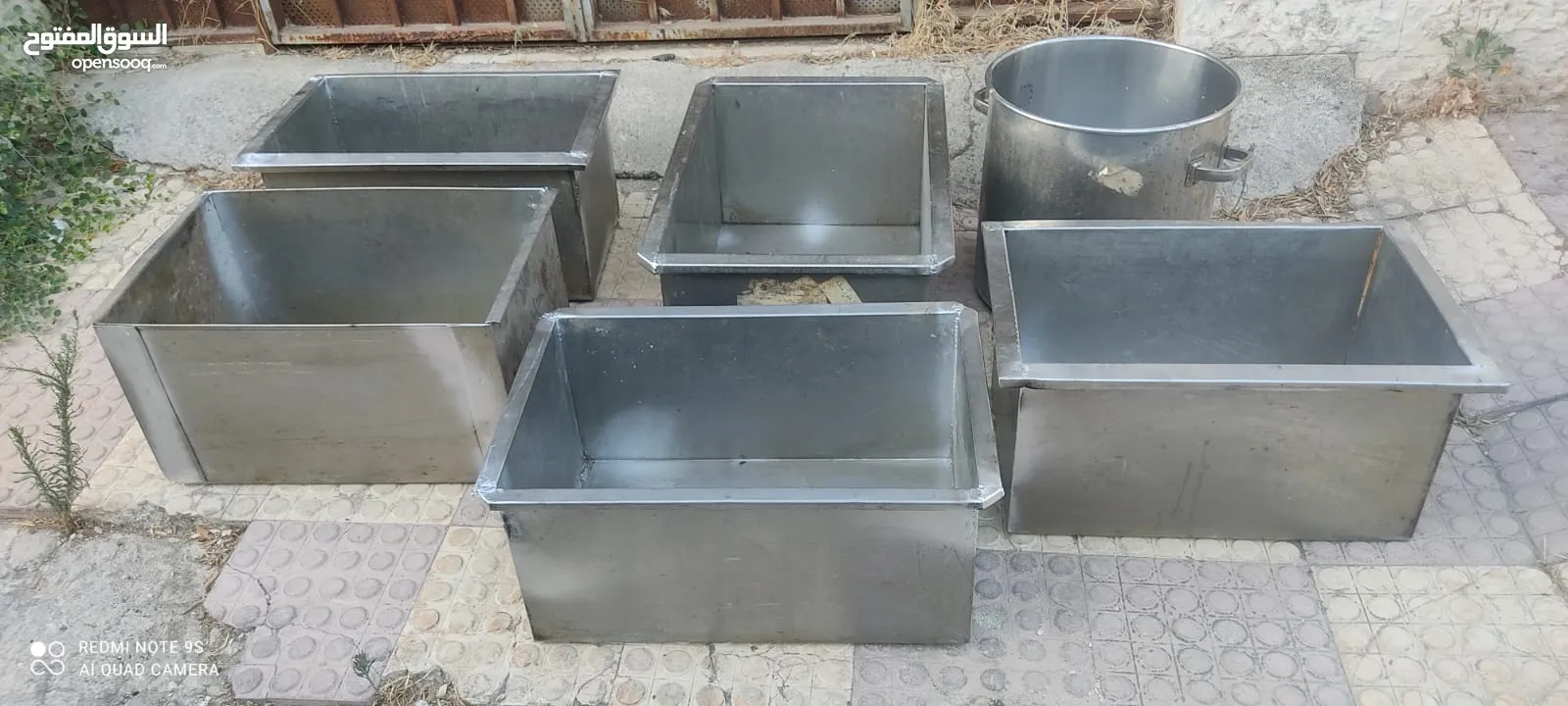 عدد 6 اوعية ستينلس ستيل ثقيلة مقاس 60×40 سم