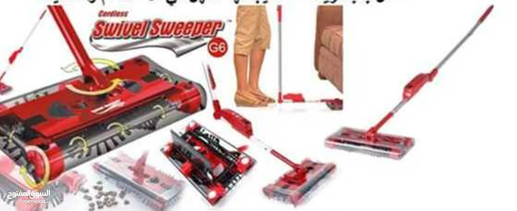 مكنسة البيت اللاسلكيه تعمل بالبطاريه ويتم شحنها الون احمر Swivel Sweeper G6