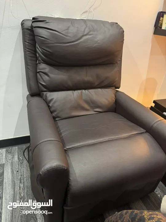 Lazy Chair Brown leather with Remote control