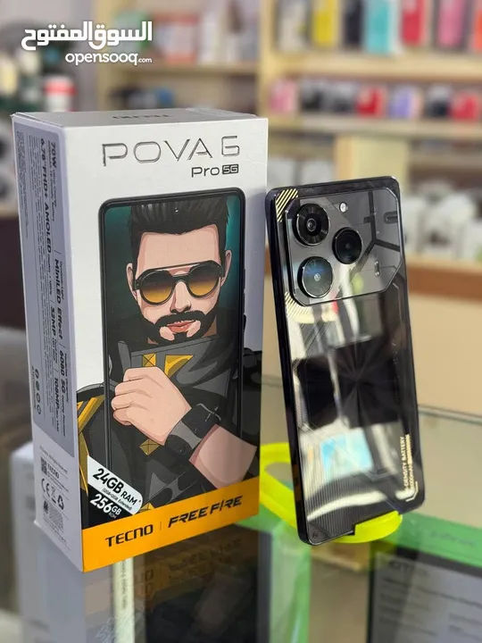 جهاز اخو الجديد pova 6 pro 5G رام 24 جيجا 256 مكفول بالشركة اغراضة والكرتونه الأصلية متوفر توصيل