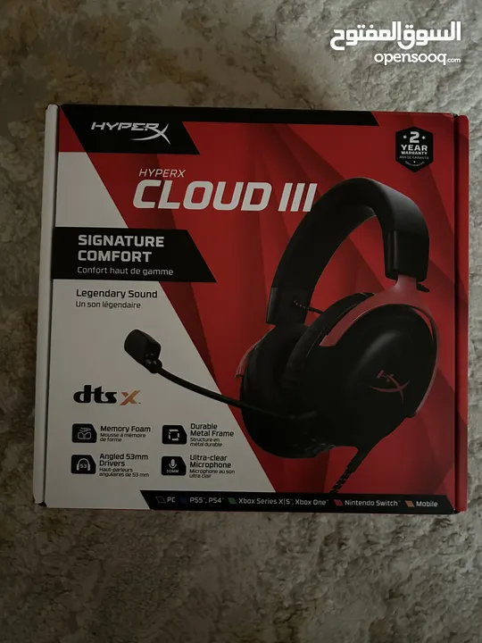 سماعة HYPERX CLOUD III الجديد استعمال يوم واحد فقط مافيها اي مشكله