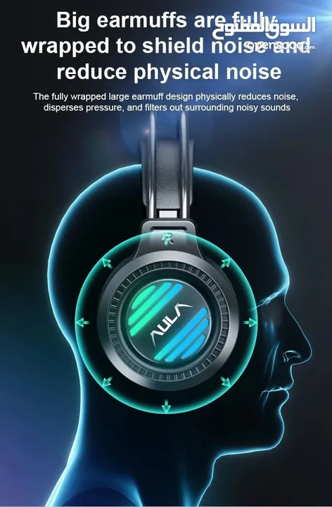 سماعات جيمنغ محيطية مضيئة أفضل الانواع  Aula Headset S606  Gaming RGB Lights OG