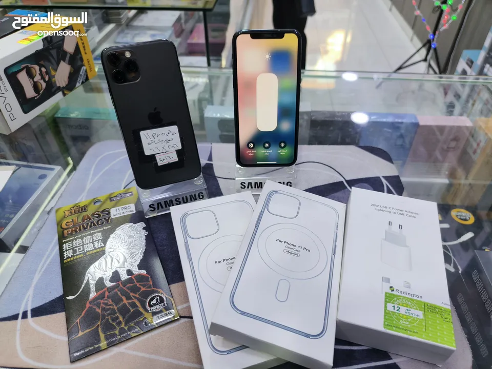 تفاح وصل iphone 11 pro جيجا 256 مغير فقط شاشة اصلية معه بكج هدية متوفر توصيل