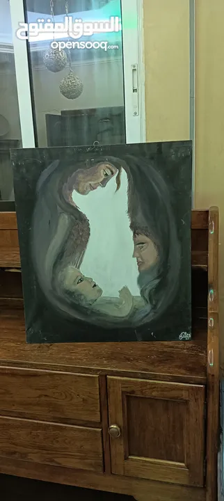 عده لوحات كانفس ألوان الأكليرك احجام  45سم  في 50سم لعشاق الرسم