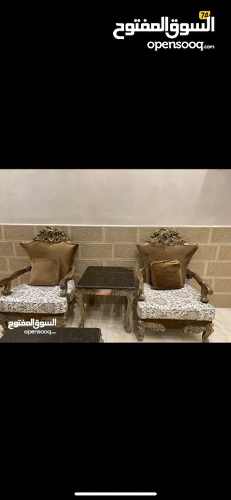 طقم كنب خشب زان 7 مقاعد