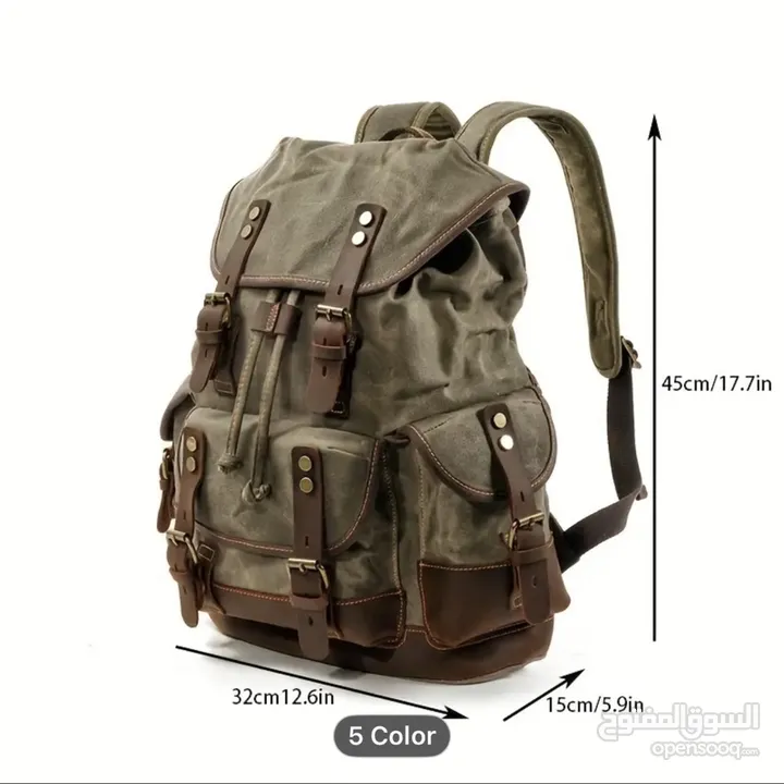 Vintage-Inspired Brown Leather Backpack with Zipper Closure - Durable Canvas,