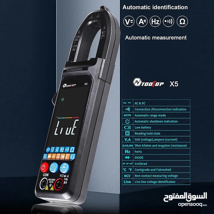 TOOLTOP X5 Multifunction Clamp Meter NCV Measuring DC AC Current Voltage