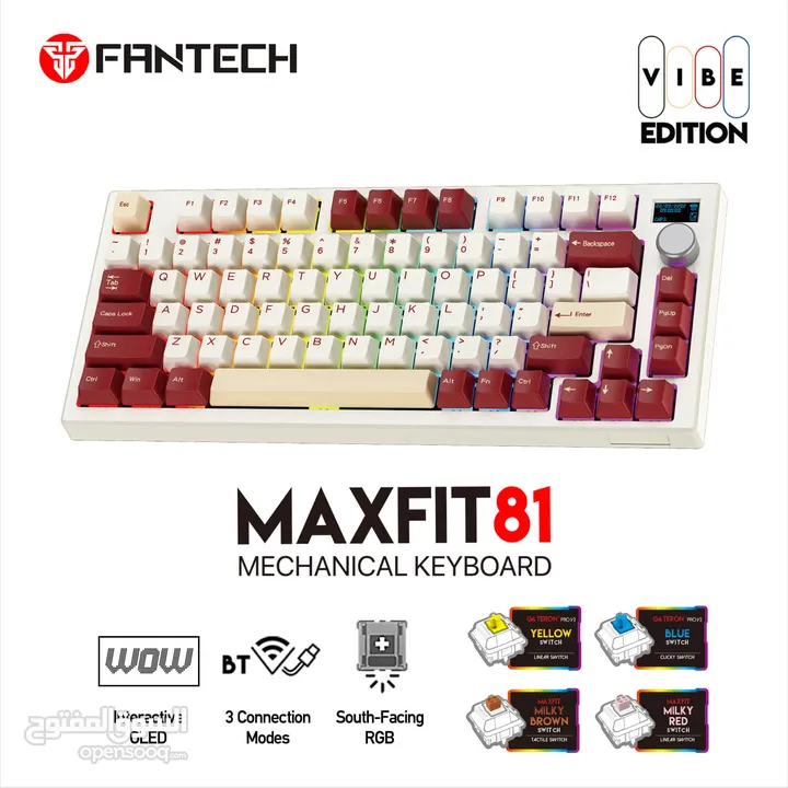 FANTECH MAXFIT81 MK910ABS FROST MODULAR BLUETOOTH, WIRELESS RGB MECHANICAL KEYBOARD – WHITE